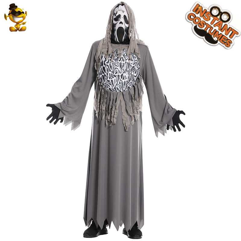 Halloween gran hombre gris horror cadena fantasma Halloween partido traje Cosplay ropa etapa rendimiento ropa