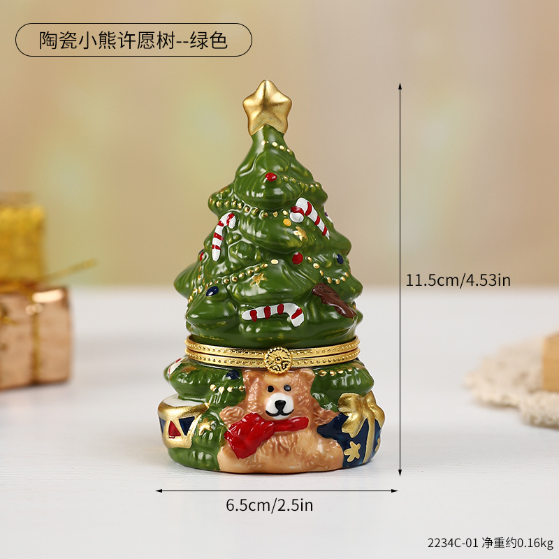  New Ceramic Bear Christmas Tree Ornaments Holiday Decorations Christmas Candy Chocolate Creative Packaging