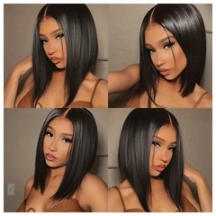 歐美時尚前蕾絲bobo頭中長發假髮 跨境外貿非洲熱賣花邊蕾絲假髮