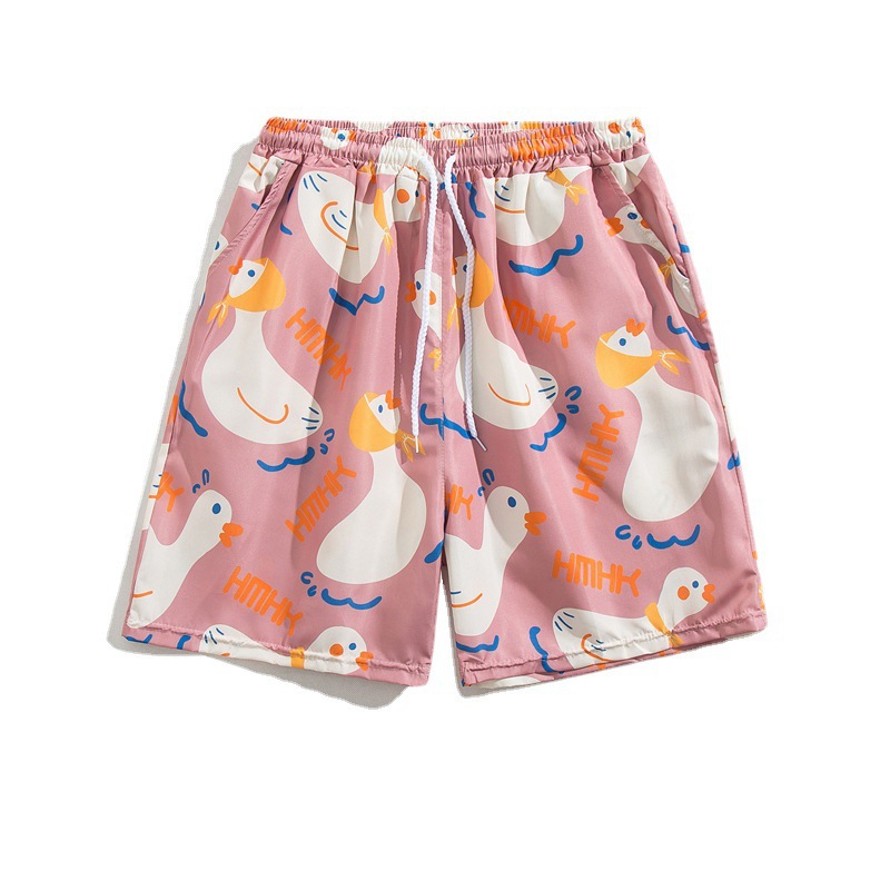 Pantalones de playa de los hombres retro de la pareja Vacaciones de aguas termales anti-vergüenza quinto pantalones ropa exterior pantalones cortos de playa de verano hombres