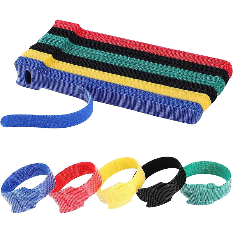T-shaped back-to-back Velcro self-adhesive color tie cable management buckle with mobile phone data cable storage belt wholesale