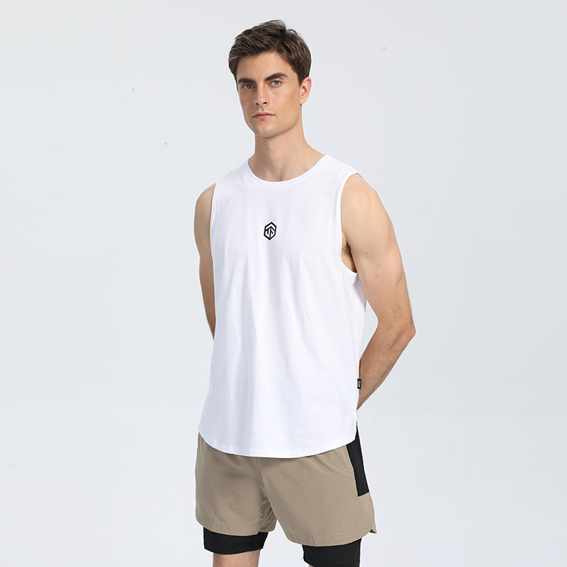 Verano de los hombres corriendo deportes Chaleco de secado rápido fitness transpirable de algodón sin mangas crossbody bottoming undershirt personalizado impreso LOGO