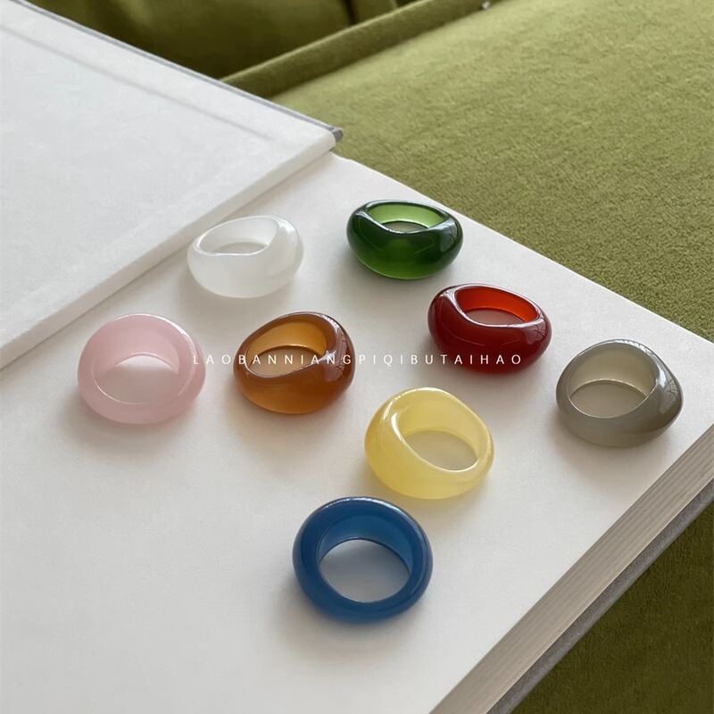 Little Red Book Blogger with Niche Unique Ingot Shape Retro Art Resin Ring Cold Wind Ring Lucky Little Red Book Blogger with Niche Unique Ingot Shape Retro Art Resin Ring Cold Wind Ring Lucky