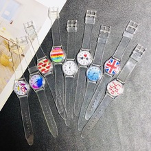 新款儿童手表 透明可爱数字面塑胶石英表ins男孩女孩学生韩版腕表