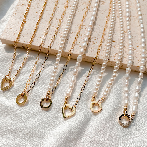 eManco Baroque Pearl DIY Necklace Luxurious Splicing Clavicle Chain High-End Style Charm Button Accessory Set