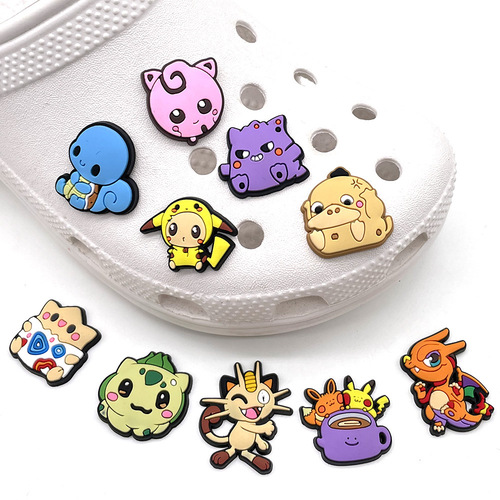 Pokémon series holey shoes, floral shoes, decorative clips, crocs accessories