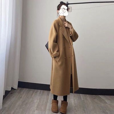 wool Woollen cloth overcoat Fleece Mid length version 2022 Autumn and winter new pattern Overknee Hepburn Fur coat