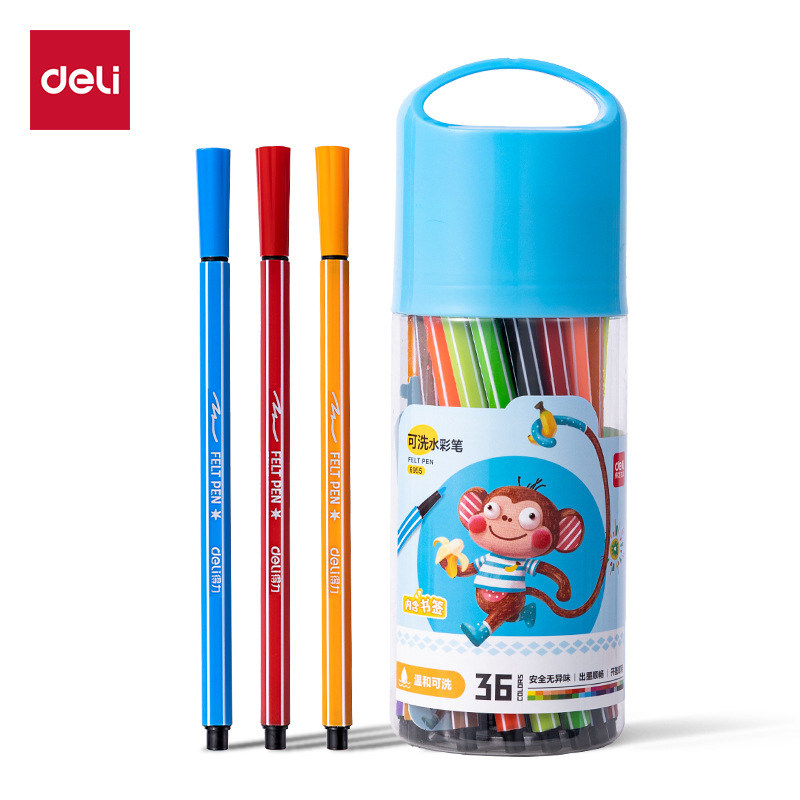 Bolígrafos de acuarela Deli Wishing Bottle, 12/18/24/36 colores, bolígrafos de acuarela lavables, bolígrafos de dibujo para niños.