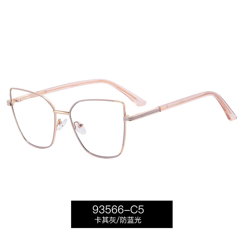 93566 nuevo espejo plano de metal anti-azul de comercio exterior, espejo óptico femenino de tendencia, fábrica de gafas al por mayor