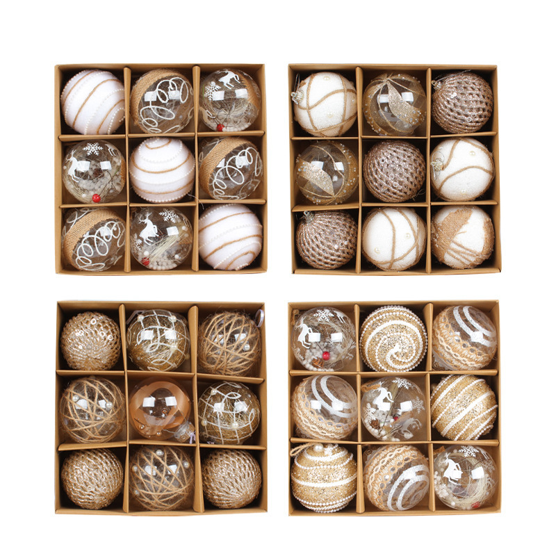 Transfronterizo en stock decoraciones de Navidad 8cm/9 piezas bola transparente traje de bola de Navidad árbol de Navidad colgante