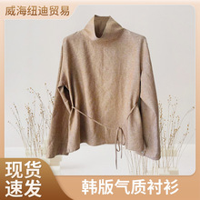 2025年秋季新款纯色织亚麻韩版气质女式衬衫宽松舒适日常通勤好搭