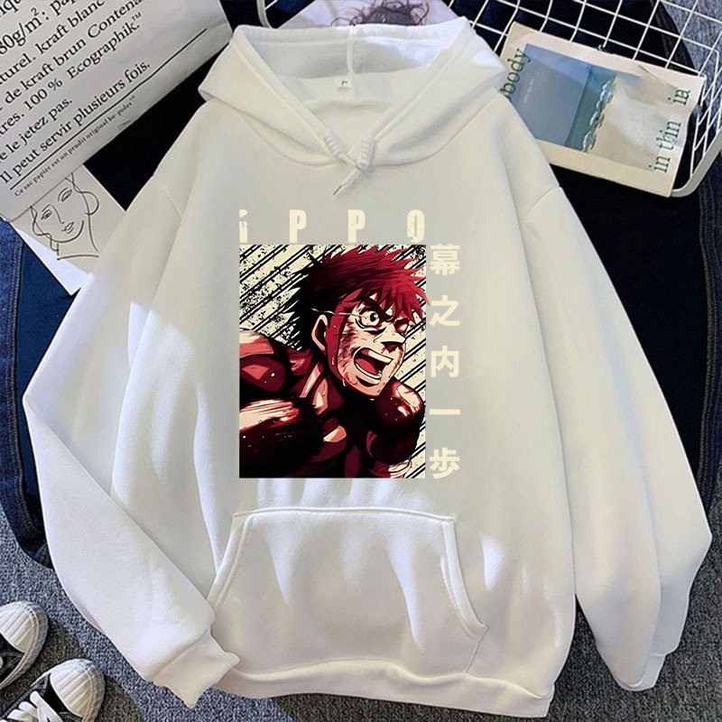 New Anime Retro Ippo Makunouchi Print Hoodies Women Causal