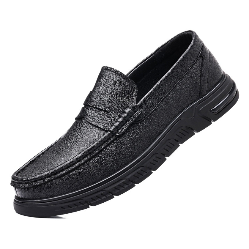 Mocasines de piel de oveja de primera capa para hombre, zapatos de cuero genuino informales para hombre, zapatos transpirables sin cordones para hombre