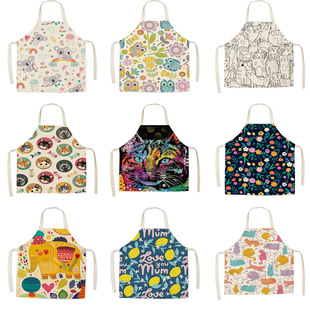 Cross-border Hot-selling Family Fashion Linen Sleeveless Apron Kitchen Studio Kitchen Oil-proof and Stain-proof Cooking Apron