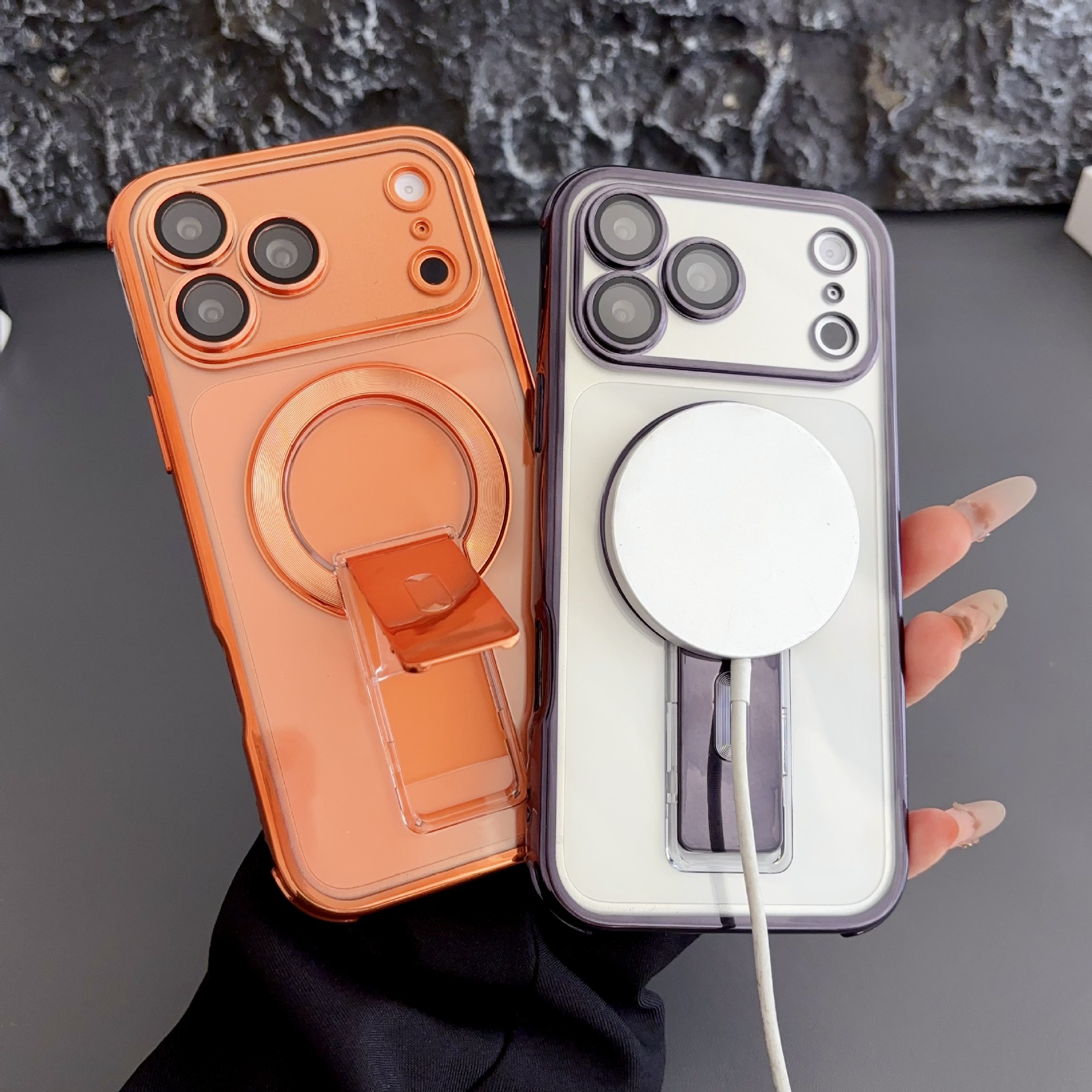 Funda Magnética con Soporte para iPhone 16, PC, Anticaídas