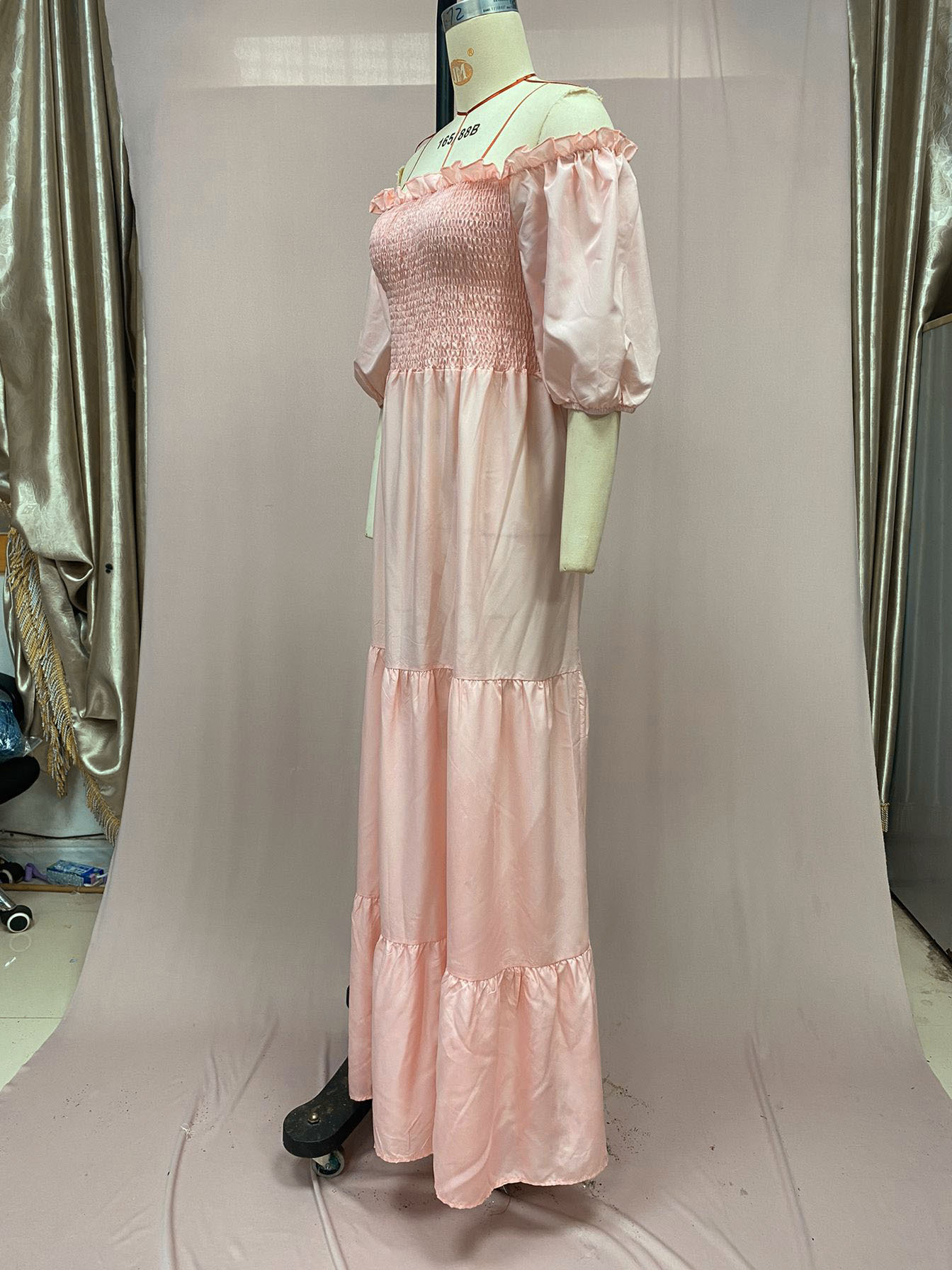 2025 Cross-Border New Spring Summer European And American Women's Off-Shoulder Floral Long Fairy Dress_ecoleips.com