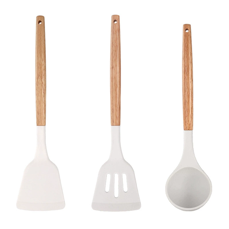 White silicone kitchenware, set, non-slip shovel