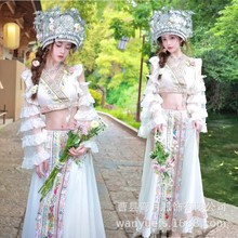 清新苗疆少女新款白色苗族服装摄影套装云南民族丽江大理写真旅拍