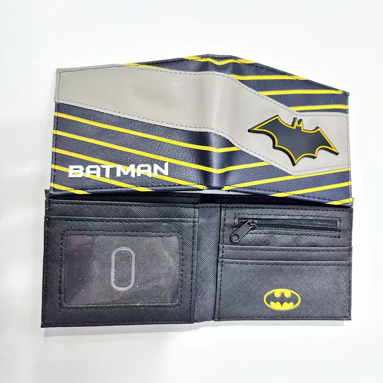 Monedero de metal de superhéroe Batman Spider-Man Capitán América Paquete de tarjeta de monedero de cuero de metal en relieve