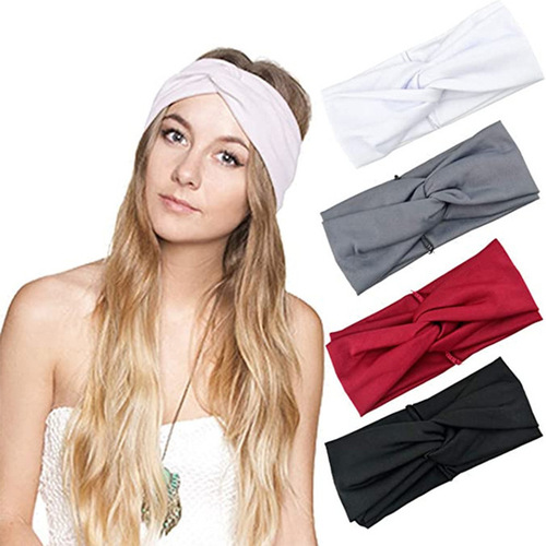 Amazon Western and European Women's Solid Color Cross Yoga Headband for Pulling and Knotting Leopard Print Sports Headband Multicolor Headband