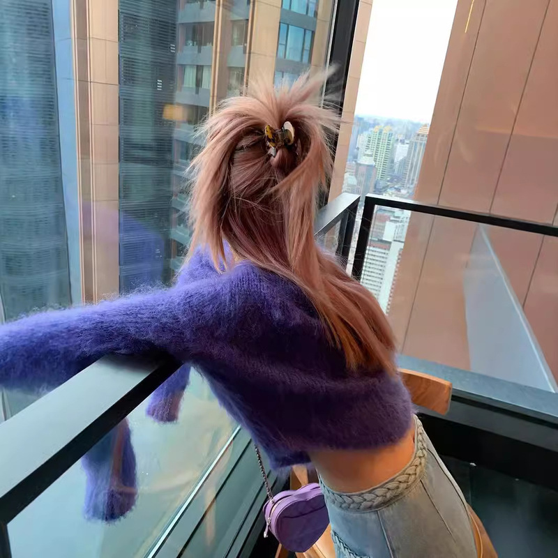 [in stock] MS Mani's Mauhaired Short Sweater Women's Summer New Sexy Joker Top