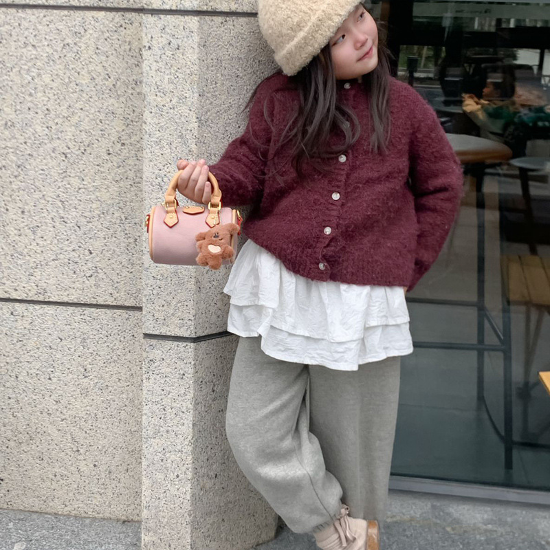 Bolso de niña coreana moda contraste color estilo occidental mini bolsa de tubo de bebé 2025 nuevo bolso de almohada para niños