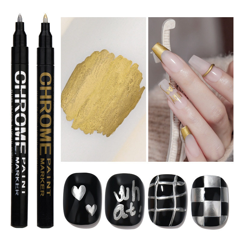 Espejo de alto brillo plateado metal marcado pinza DIY nail pintado rápido secado impermeable pinza graffiti tienda de uñas especial al por mayor