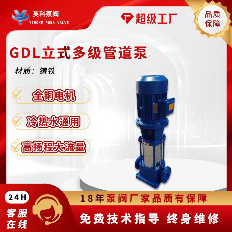 立式多级管道泵50GDL12-15离心高压泵铸铁无负压增压防爆压榨泵