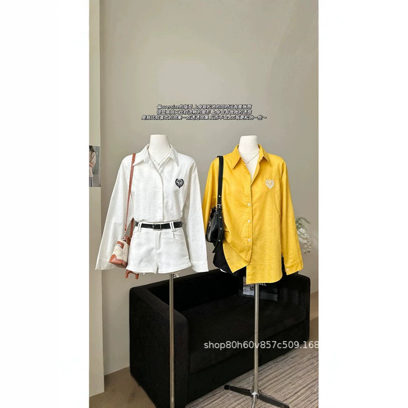 RL Wimbledon limited edition all-linen embroidered shirt for women, summer slim-fit shirt RL Wimbledon limited edition all-linen embroidered shirt for women, summer slim-fit shirt