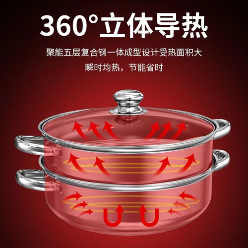 Concave induction cooker special soup pot round bottom commercial induction cooker soup pot concave hot pot pot stainless steel steamer