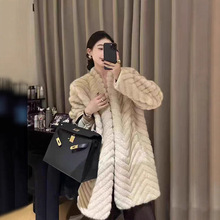 环保水貂毛中长款2025冬新款仿天鹅绒貂皮大衣女年轻显瘦时尚外套