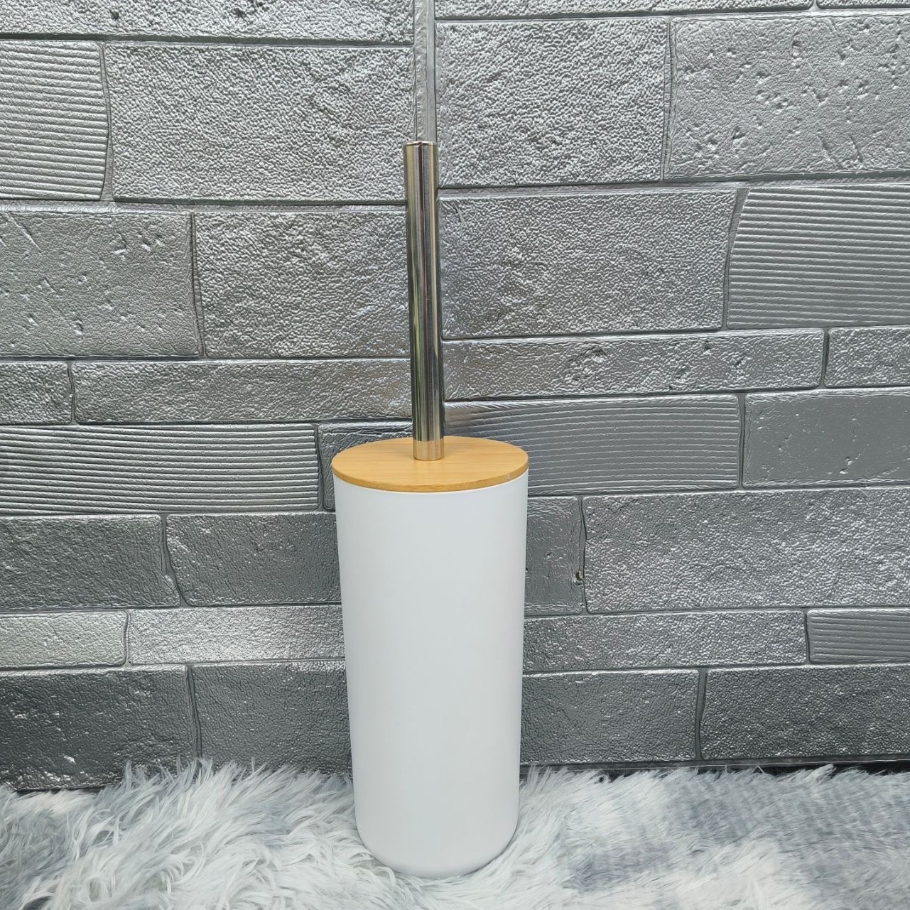 Doméstico piso de bambú cubierta inodoro cepillo de baño herramienta de limpieza de baño multifuncional cuclillas sin esquina muerta conjunto de cepillo