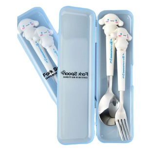 Sanrio Chopsticks and Spoon Set for One Person Student 304 Stainless Steel Cinnamon Dog Office Worker Portable Cutlery Box