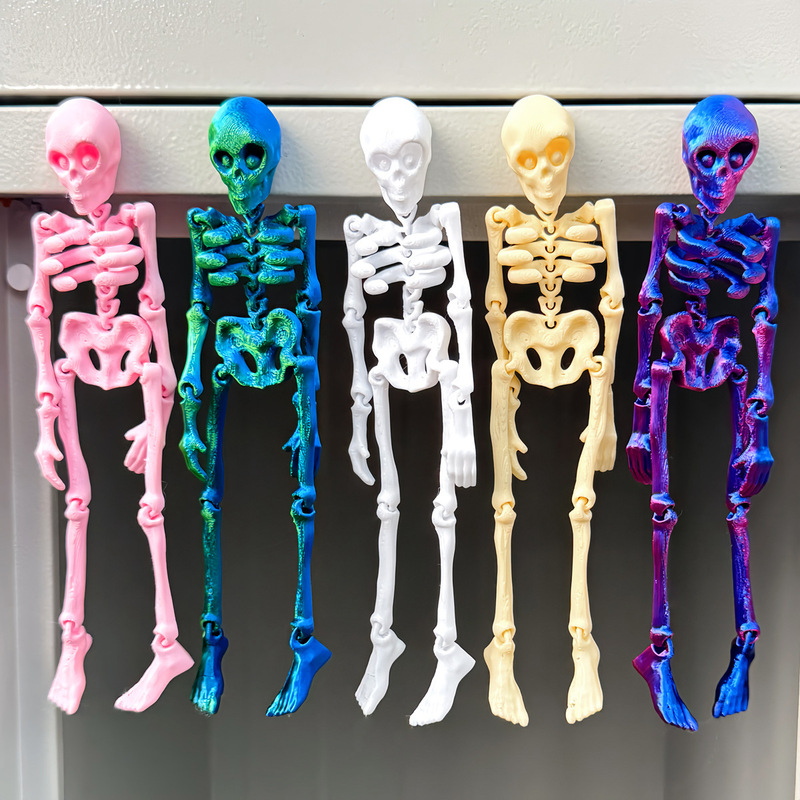 国境を越えた人気の 3D プリントのスカルスケルトン人間の関節が可動する子供用ハロウィンおもちゃクリエイティブ冷蔵庫マグネット|undefined