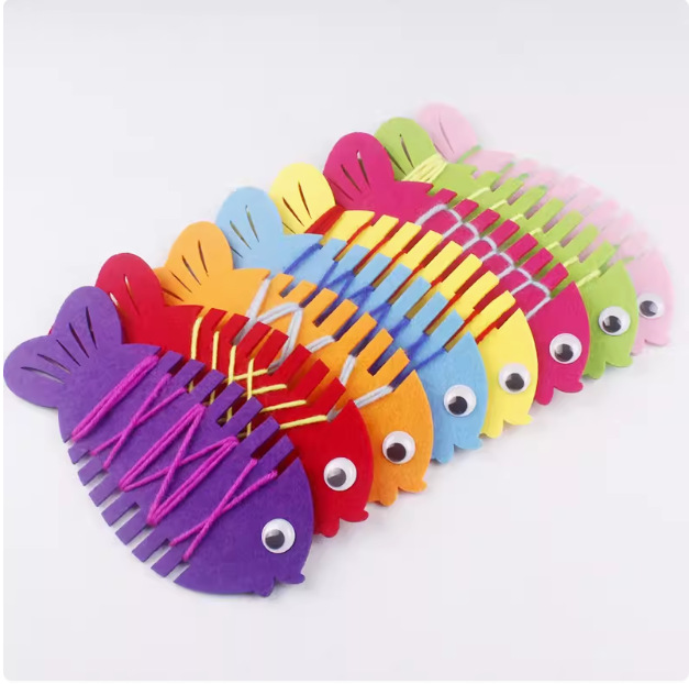 Kindergarten Playing Teaching Aids Winding Fish Threader Fish Activity Area Game Winding Material Handmade Educational Toys