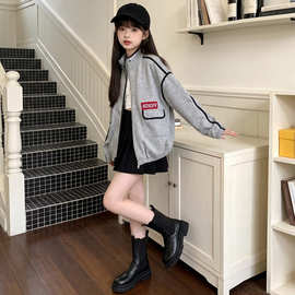 女童外套秋装2026新款中大童棒球服洋气百搭开衫上衣休闲立领童装