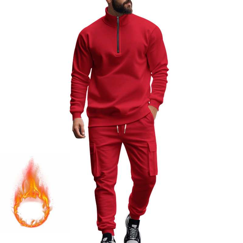 Roupas masculinas novas calças esportivas masculinas casuais americanas plus veludo quente zíper masculino terno_voghion.com