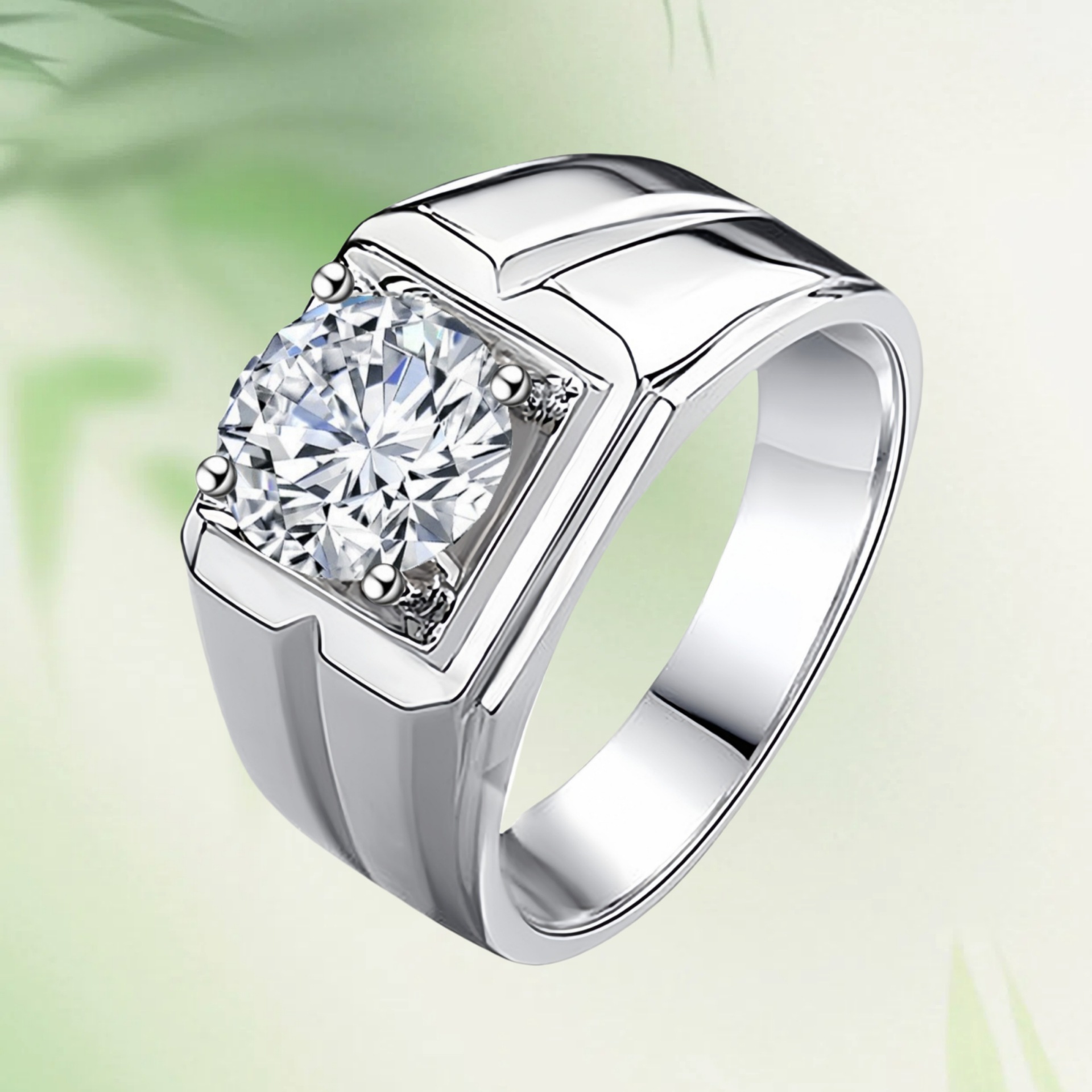Anillo de compromiso moissanite lujo chapado en oro blanco abierto_voghion.com