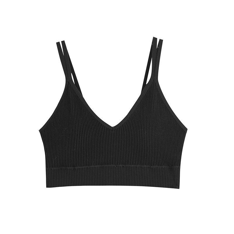 Belleza espalda sexy Copa ropa interior de una pieza de las mujeres de la correa de hombro doble a rayas Delgado Estilo Chaleco pequeño pecho tubo superior deportes envuelto pecho