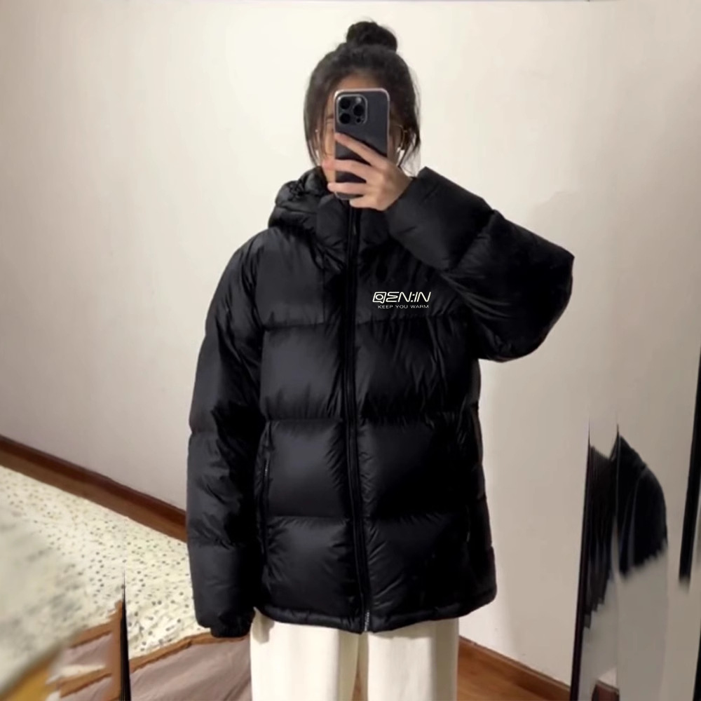 高个子东北黑色短款羽绒服女2025冬加厚可拆连帽白鸭绒面包服外套