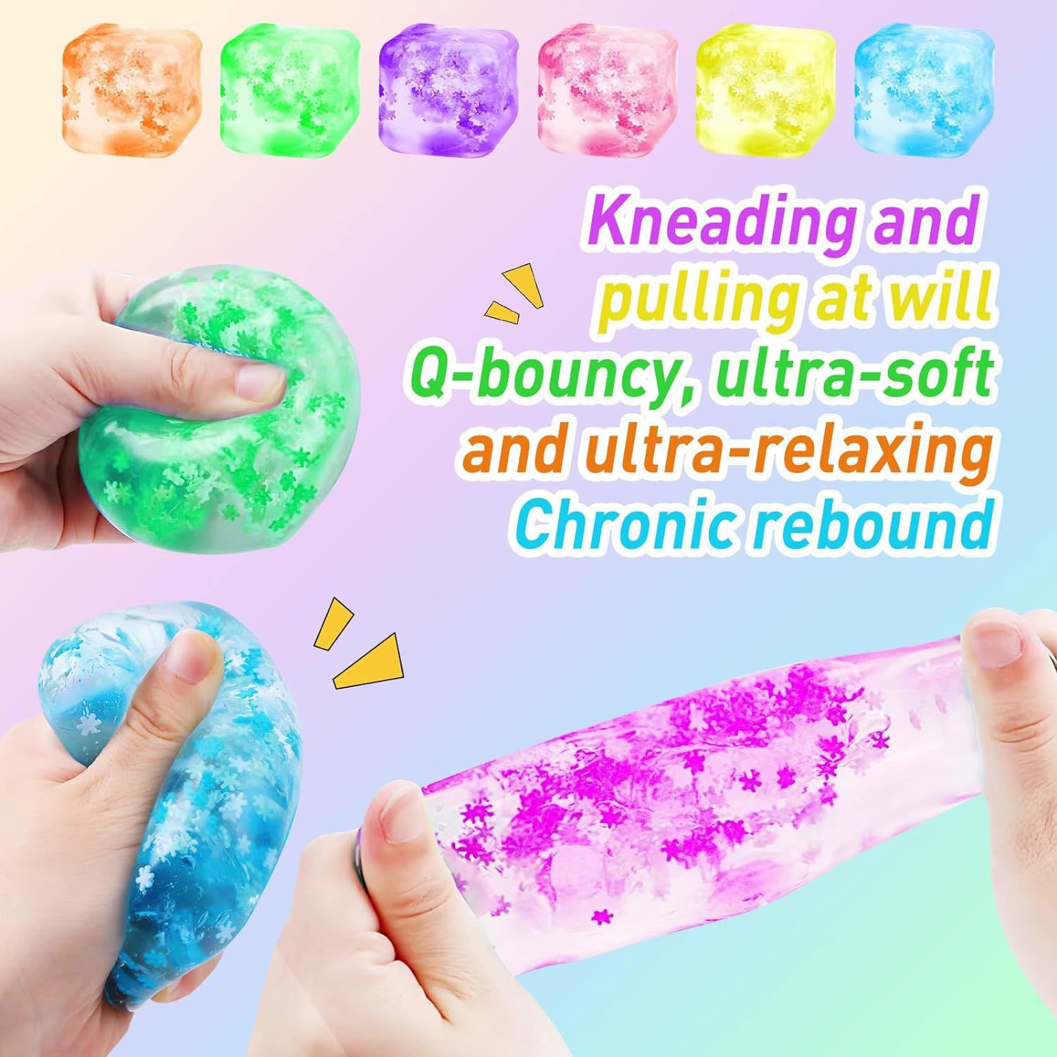 Сенсорная игрушка капля Needoh, голубая «мальтозная» мягкая с снежинками, антистресс 3,5–5,5 см
