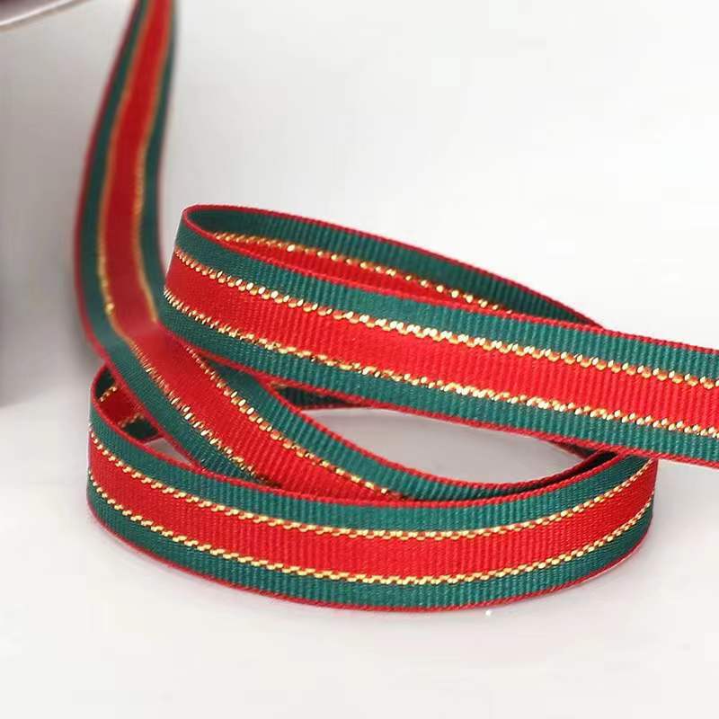 Navidad borde dorado cinta árbol de Navidad regalo caja de regalo cinta decorativa hecha a mano IDY embalaje cinta 1CM2CM2.5cm