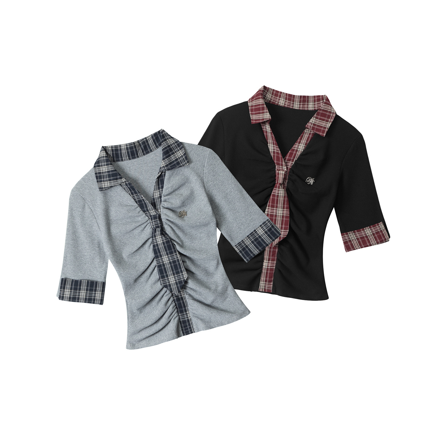Women's Slim Fit Half Sleeve T-Shirt Sweet And Spicy Style Summer Fake Two-Piece Design Tie Detail Short Sleeve Top_ecoleips.com