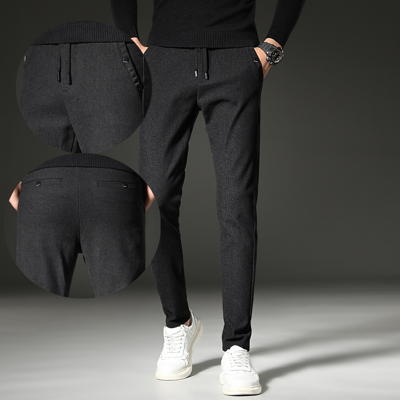 Cordón pequeño recto de primavera y otoño pantalones casuales de los hombres nuevo color sólido Simple estilo coreano de los hombres jóvenes pantalones estables