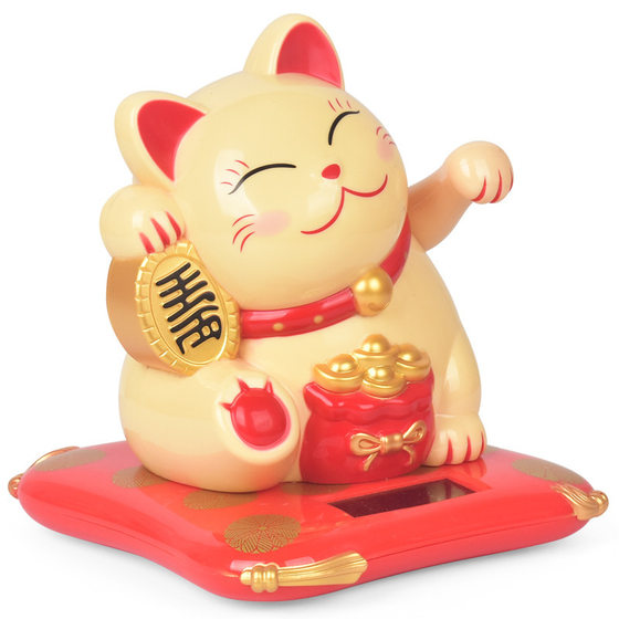 Solar energy waving lucky cat small size 2.5 inch waving car cake small ornaments wholesale new year goods to settle down