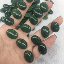 天然碧玉戒面椭圆形戒面13*18m有黑白点棉絮色深半成品裸石镶嵌批