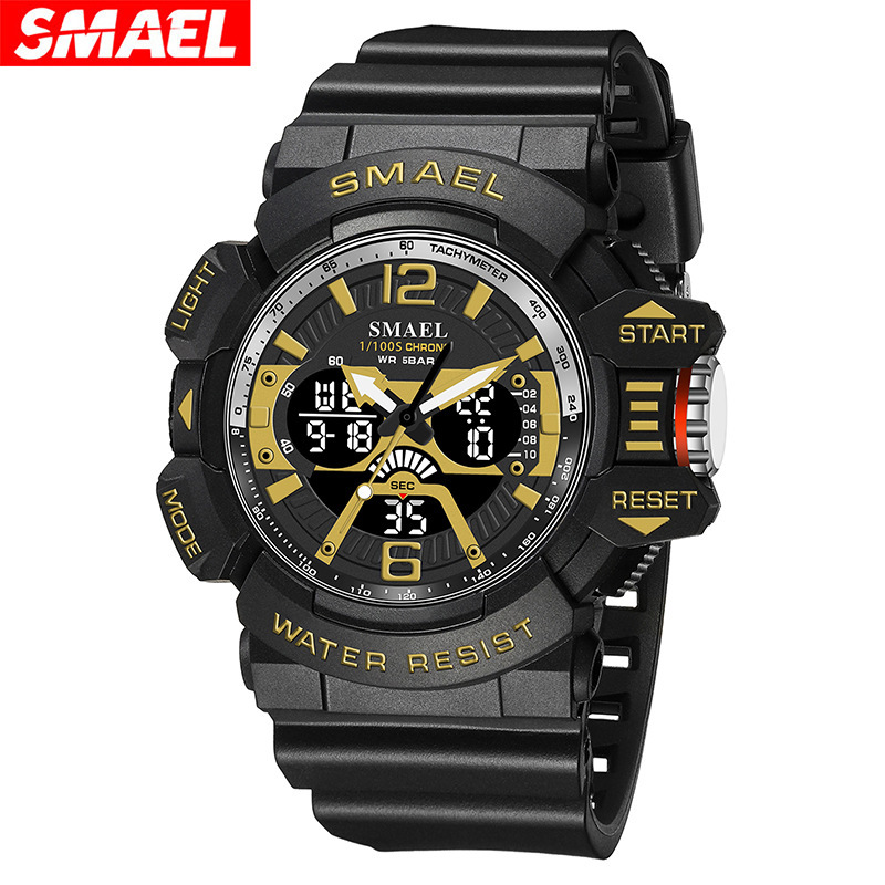 SMAEL Smale nueva tendencia estudiante deportes al aire libre impermeable cronómetro multi-energía cinética doble pantalla reloj electrónico 8065