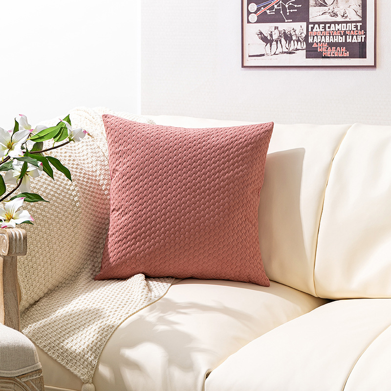 New Nordic Simple Dutch Velvet Three-Dimensional Embossed Twill Large Pillow Cushion Sofa Waist Pillowcase_voghion.com