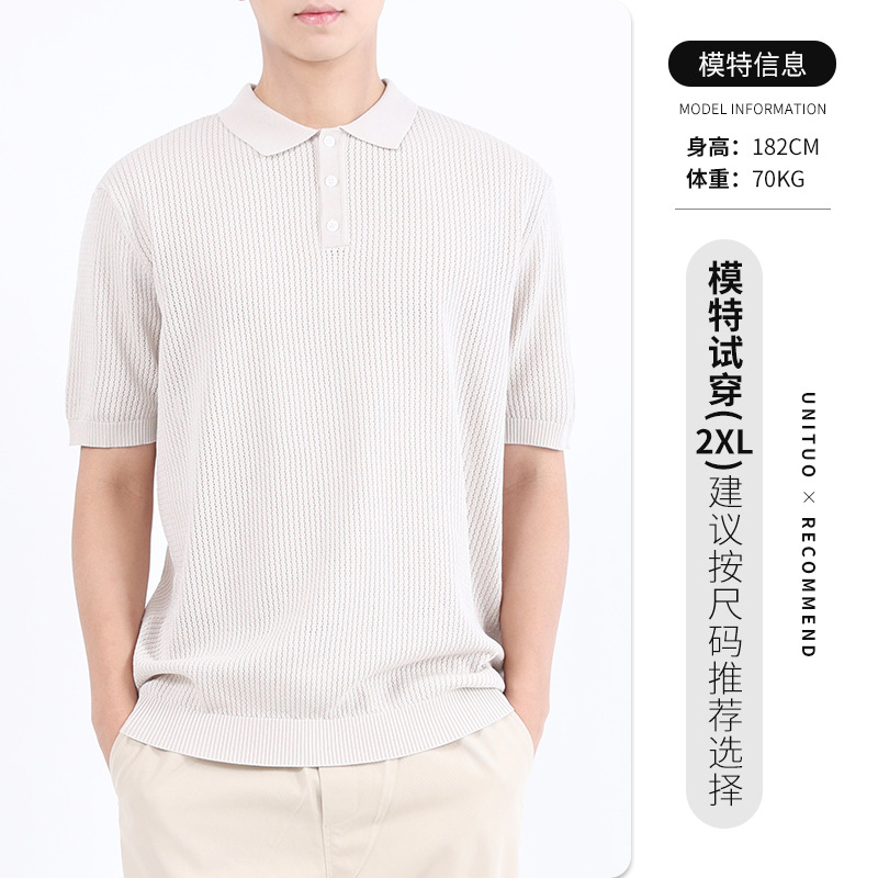 Camiseta de polo de verano hueco transpirable de hombre camiseta de alto nivel de sentido de la solapa de negocios Paul hombre de mangas cortas image 9