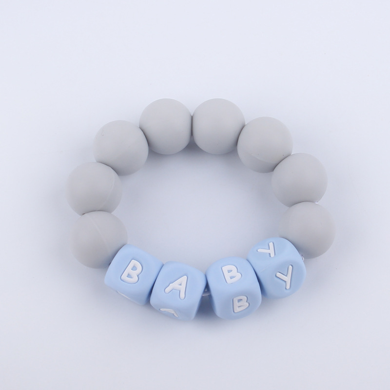 Nuevo bebé suministros mordedor pulsera creativa DIY nombre colorido de silicona letras mordedura juguete